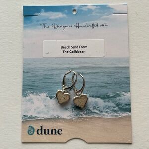 Dune Jewelry, Sand Jewel Leverback Earrings - Heart. Sand from the Caribbean.